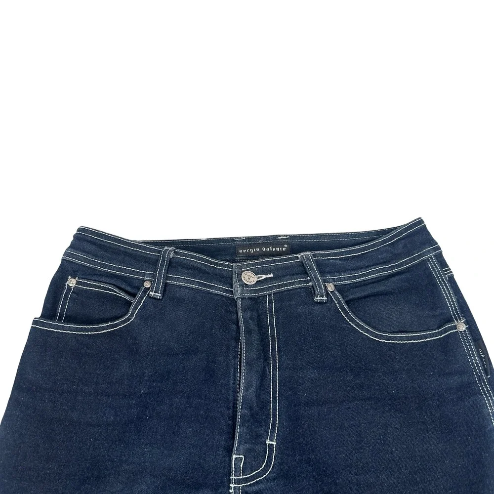 Vintage Y2K Sergio Valente Mens Dark Wash Contrast Stitch Jeans Blue 31 Western - Picture 3 of 13